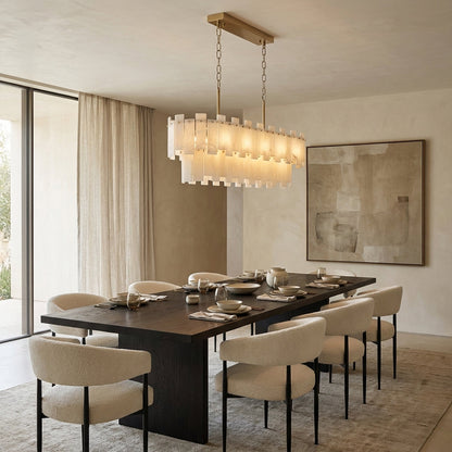 Solara Alabaster 2-Tier Rectangular Chandelier 40"W
