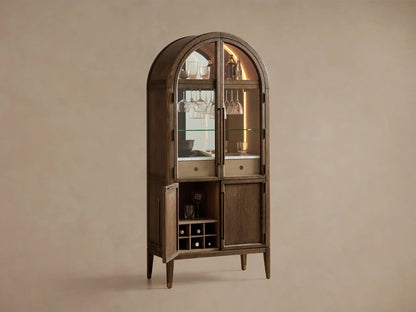 Hendi Bar Cabinet Solid Oak Wood Rectangular Vintage Inspired Dining