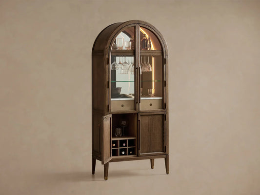 Hendi Bar Cabinet Solid Oak Wood Rectangular Vintage Inspired Dining