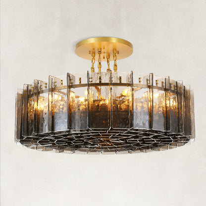 Zeal Modern Round Smoke Glass Chandelier