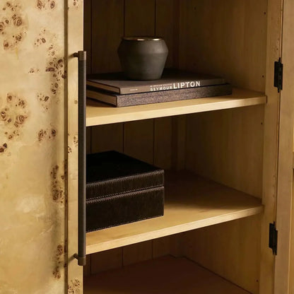 Hendi Burl Tall Cabinet Living Room Natural Wood Grain Storage Cabinet