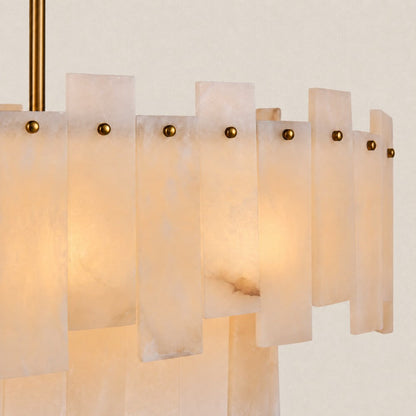 Solara Alabaster 2-Tier Rectangular Chandelier 40"W