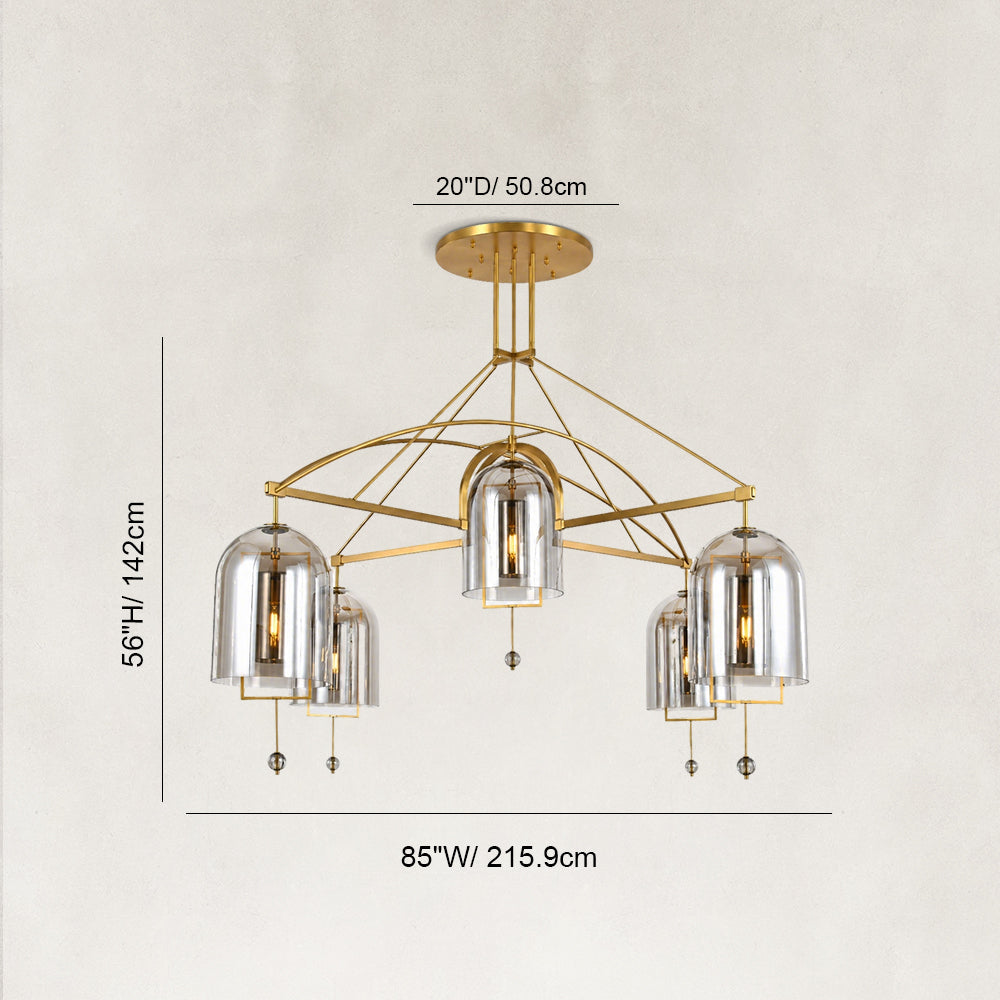 Cora Large Round Smoke Glass Chandelier