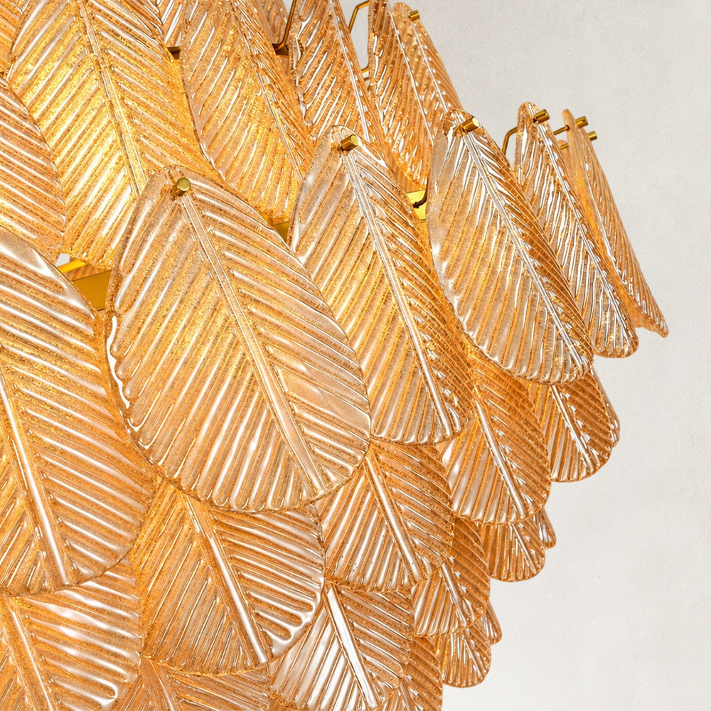 Echo Large Amber Leaves Glass Chandelier