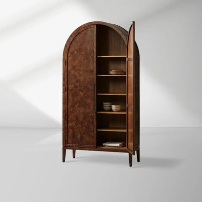 Hendi Burl Tall Cabinet Living Room Natural Wood Grain Storage Cabinet