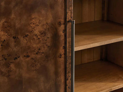 Hendi Burl Tall Cabinet Living Room Natural Wood Grain Storage Cabinet