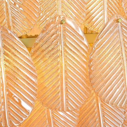 Echo Large Amber Leaves Glass Chandelier