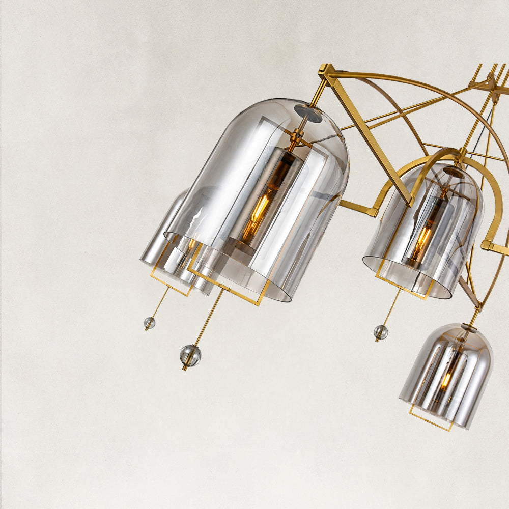Cora Large Round Smoke Glass Chandelier