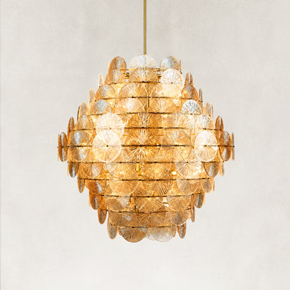 Yanko Luxury Amber Glass Round Chandelier