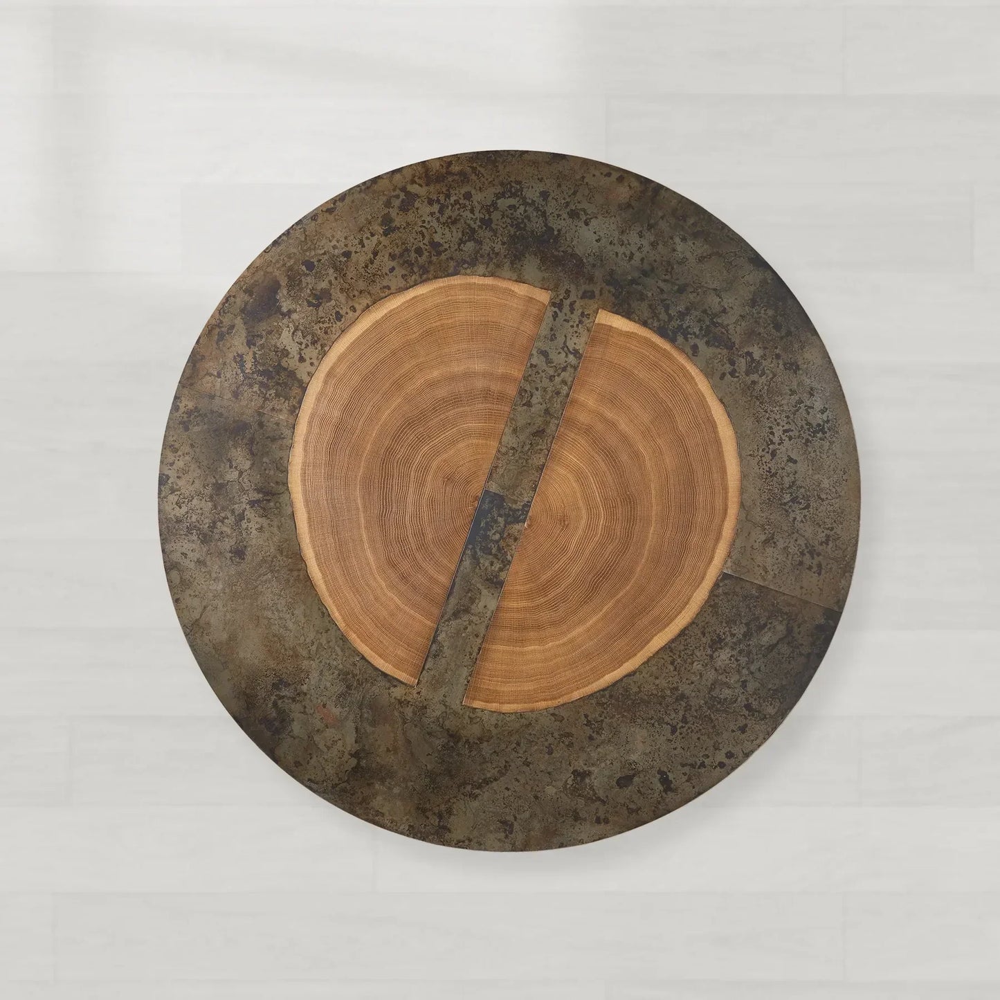 Acacius Round Coffee Table Yukas Wood Cocktail Table Sofa Industrial Center Tea Table