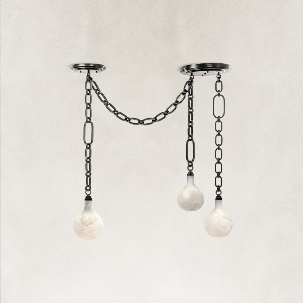 Aether Alabaster Chain Linked 3 Light Pendant Light 12”D