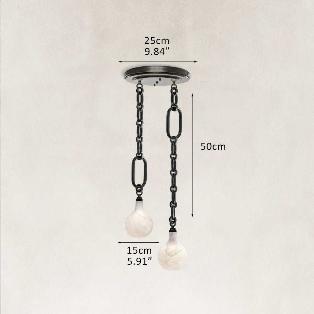 Aether Alabaster Chain Round 2 Lights Pendant 10”D
