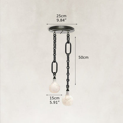 Aether Alabaster Chain Round 2 Lights Pendant 10”D