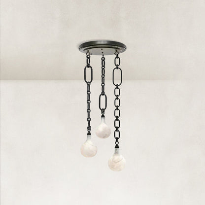 Aether Alabaster Chain Round 3 Lights Pendant 12”D