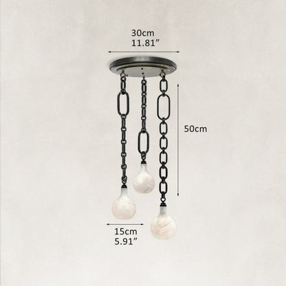Aether Alabaster Chain Round 3 Lights Pendant 12”D