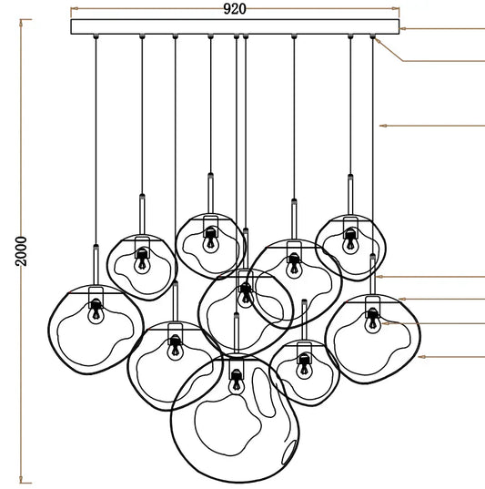 Afra Glass Chandelier 36"
