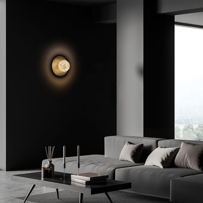 Alabaster Brass Wall Sconce