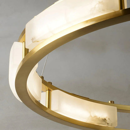 Alabaster Brass & White LED Chandelier – Luxury 39‑Inch Diameter