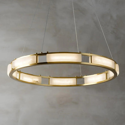 Alabaster Brass & White LED Chandelier – Luxury 39‑Inch Diameter