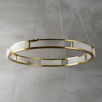 Alabaster Brass & White LED Chandelier – Luxury 39‑Inch Diameter