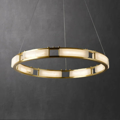 Alabaster Brass & White LED Chandelier – Luxury 39‑Inch Diameter