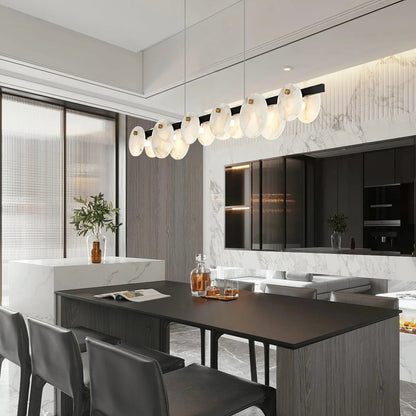 Alabaster Brass & White Snowflake Dining Chandelier