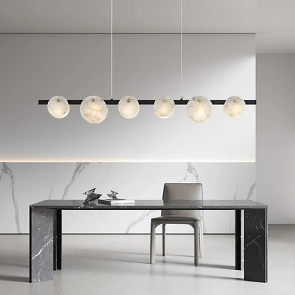 Alabaster Brass & White Snowflake Dining Chandelier