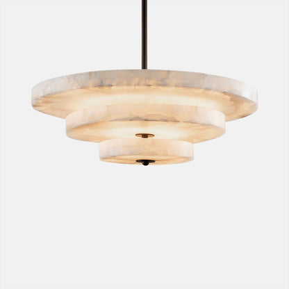 Alabaster Bronze & White LED Chandelier – Elegant 33‑Inch