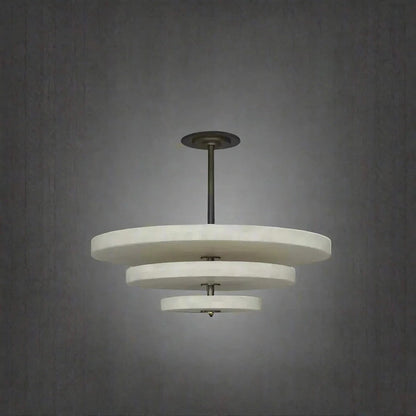 Alabaster Bronze & White LED Chandelier – Elegant 33‑Inch