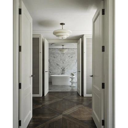 Alabaster Bronze & White LED Chandelier – Elegant 33‑Inch