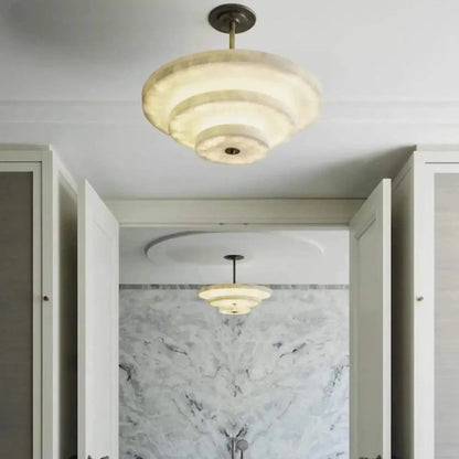 Alabaster Bronze & White LED Chandelier – Elegant 33‑Inch