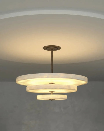Alabaster Bronze & White LED Chandelier – Elegant 33‑Inch