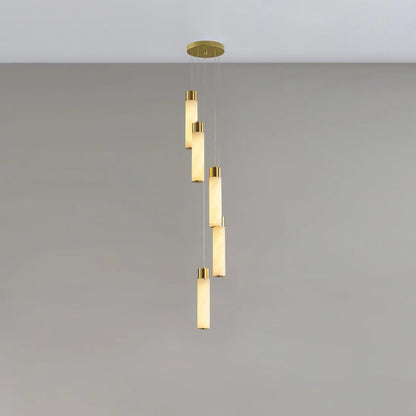 Alabaster Cascade Chandelier – Brass & White Multi-Head LED