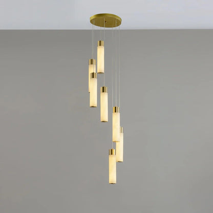 Alabaster Cascade Chandelier – Brass & White Multi-Head LED