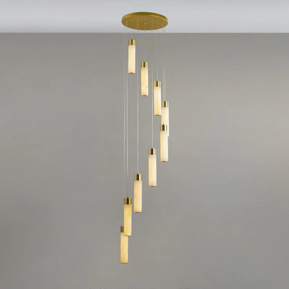 Alabaster Cascade Chandelier – Brass & White Multi-Head LED