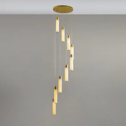 Alabaster Cascade Chandelier – Brass & White Multi-Head LED