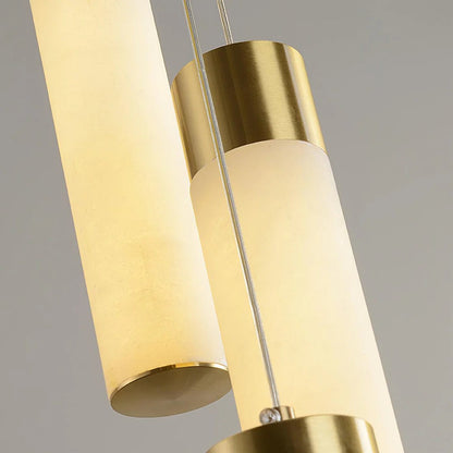 Alabaster Cascade Chandelier – Brass & White Multi-Head LED