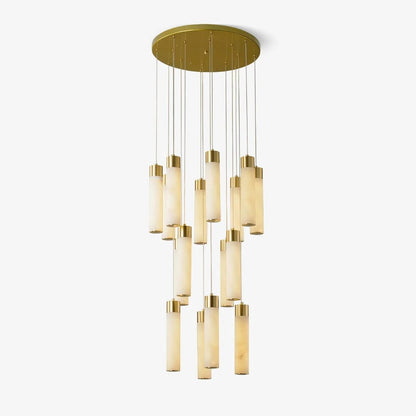 Alabaster Cascade Chandelier – Brass & White Multi-Head LED