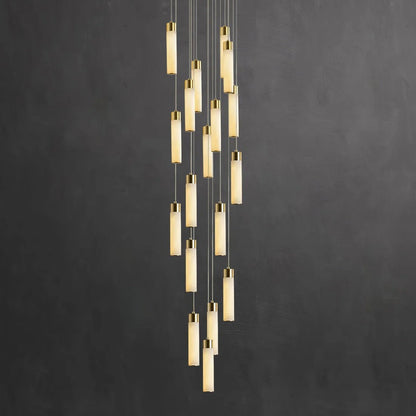 Alabaster Cascade Chandelier – Brass & White Multi-Head LED