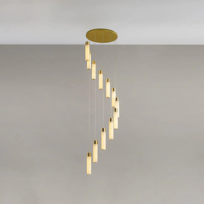 Alabaster Cascade Chandelier – Brass & White Multi-Head LED