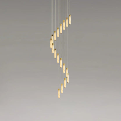 Alabaster Cascade Chandelier – Brass & White Multi-Head LED
