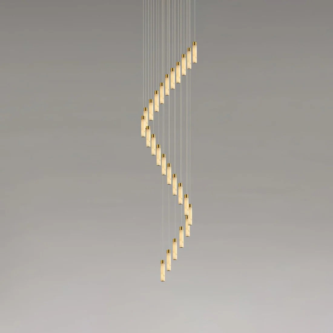 Alabaster Cascade Chandelier – Brass & White Multi-Head LED
