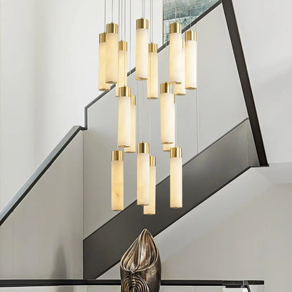 Alabaster Cascade Chandelier – Brass & White Multi-Head LED