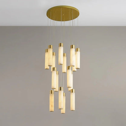 Alabaster Cascade Chandelier – Brass & White Multi-Head LED
