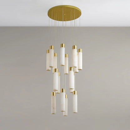 Alabaster Cascade Chandelier – Brass & White Multi-Head LED