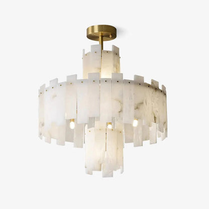 Alabaster Chandelier – Elegant Brass & White Alabaster Light Fixture