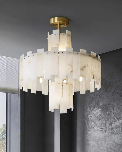 Alabaster Chandelier – Elegant Brass & White Alabaster Light Fixture