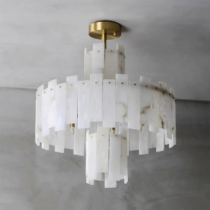 Alabaster Chandelier – Elegant Brass & White Alabaster Light Fixture