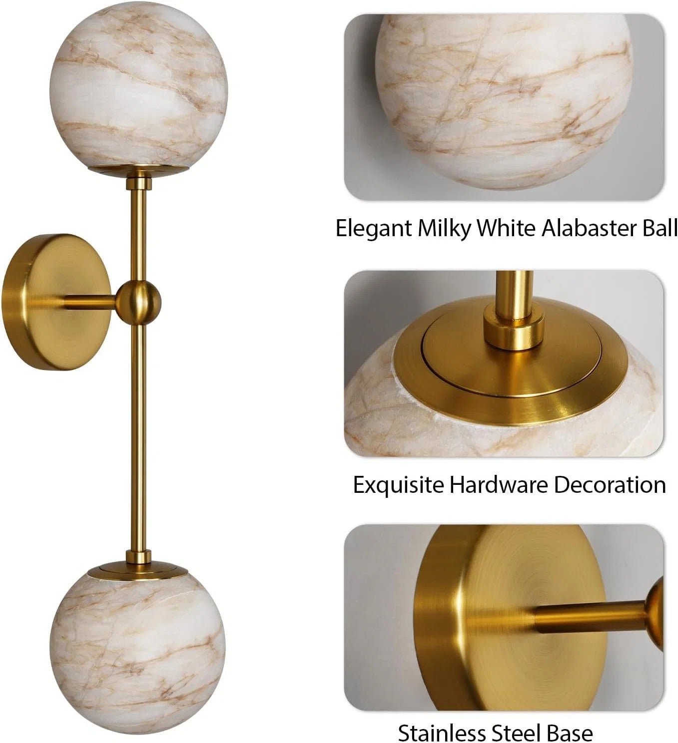 Alabaster Double Spherical Wall Lamp