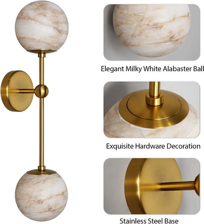 Alabaster Double Spherical Wall Lamp